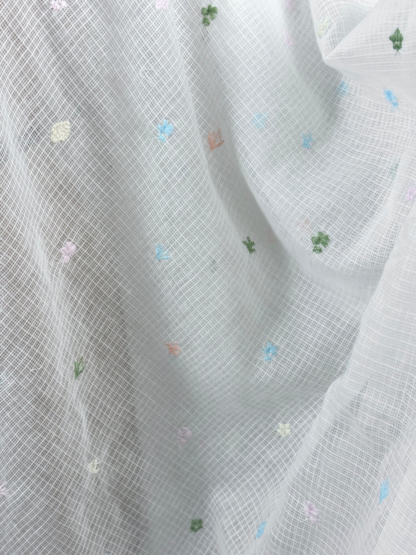 Embroidered Kota Fabric