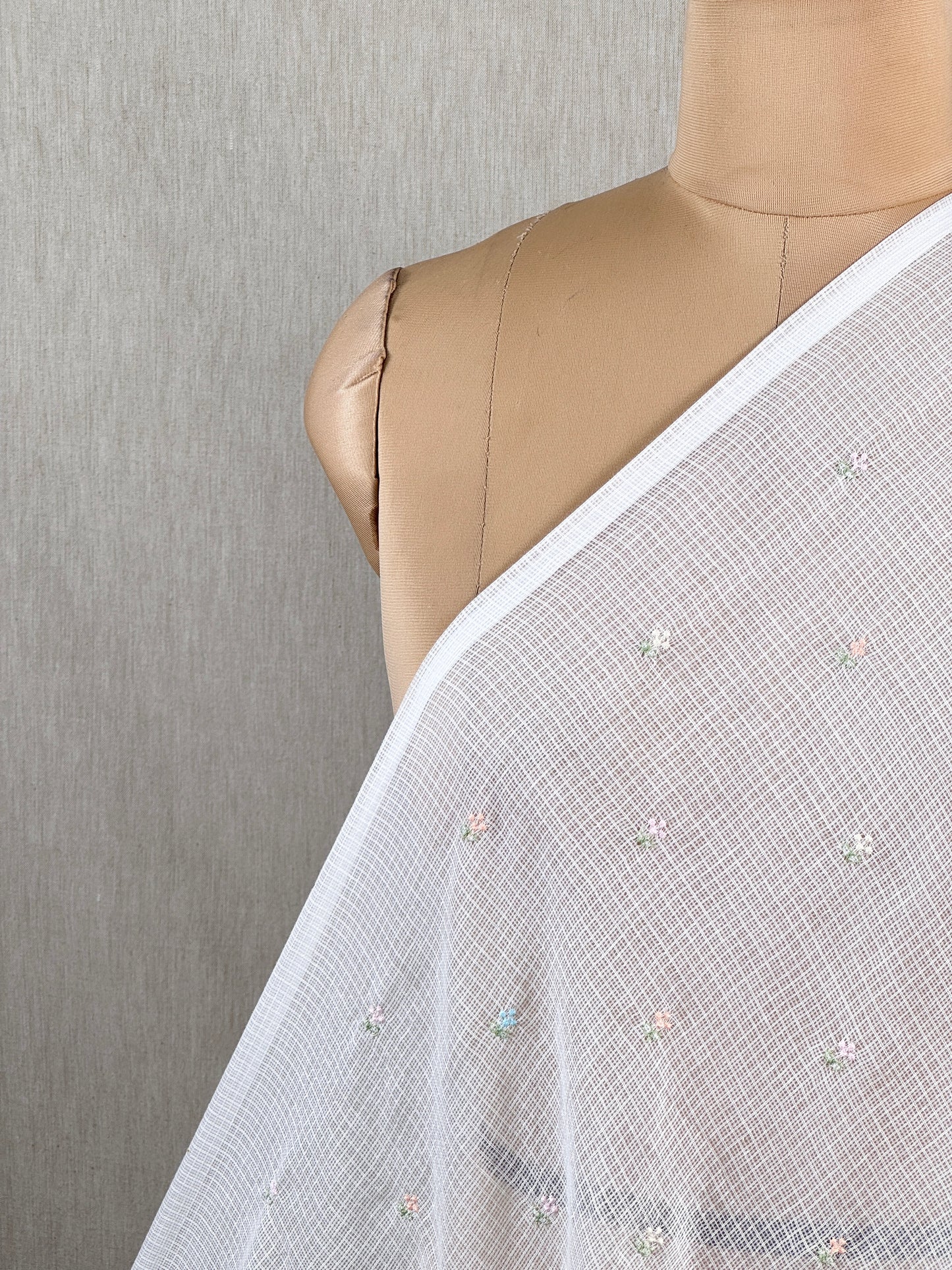 Embroidered Kota Fabric