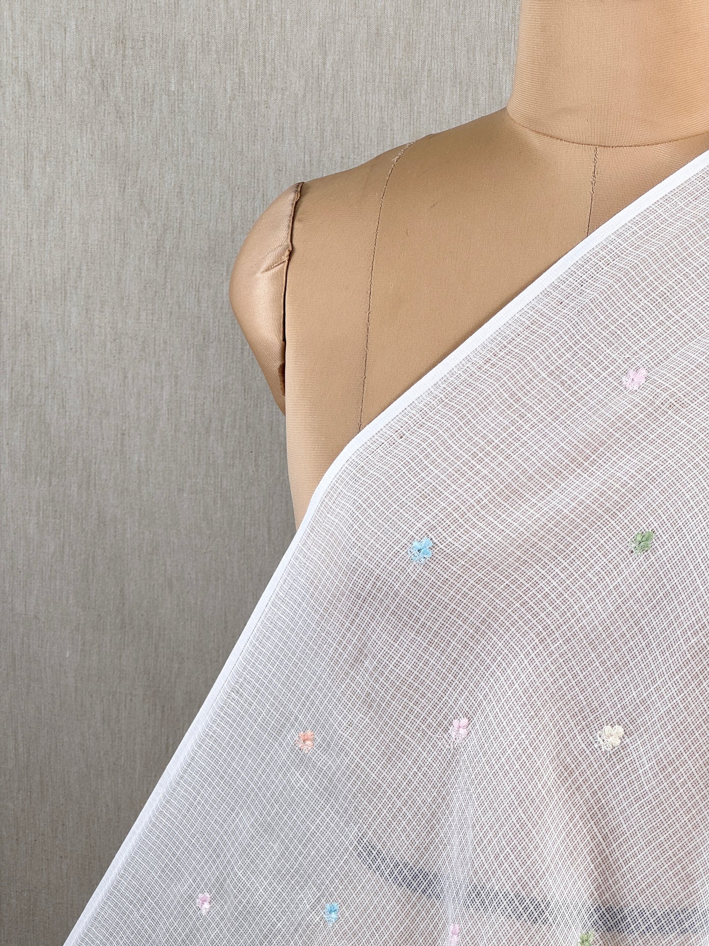 Embroidered Kota Fabric