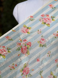 Digital Printed & Embroidered Banarasi Mul Chanderi Fabric