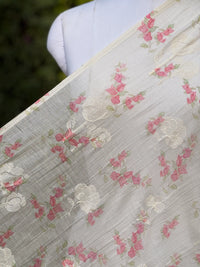 Digital Printed & Embroidered Banarasi Mul Chanderi Fabric