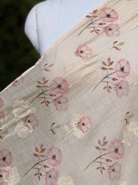 Digital Printed & Embroidered Banarasi Mul Chanderi Fabric