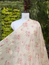 Digital Printed & Embroidered Banarasi Mul Chanderi Fabric