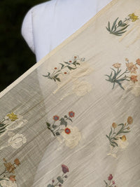 Digital Printed & Embroidered Banarasi Mul Chanderi Fabric