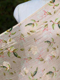 Digital Printed & Embroidered Banarasi Mul Chanderi Fabric