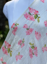 Digital Printed & Embroidered Banarasi Mul Chanderi Fabric