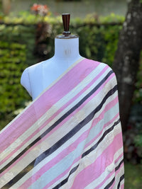 Digital Printed & Embroidered Banarasi Mul Chanderi Fabric