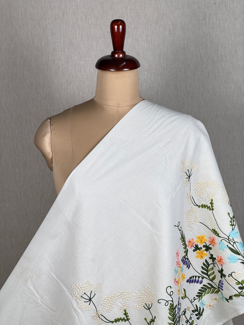 Border Embroidered Kora Cotton Fabric