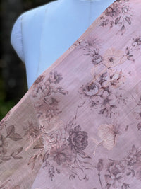 Digital Printed & Embroidered Banarasi Mul Chanderi Fabric