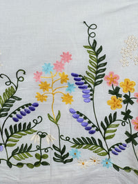 Border Embroidered Kora Cotton Fabric