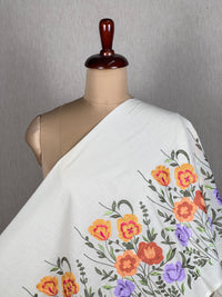 Border Embroidered Kora Cotton Fabric