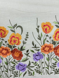 Border Embroidered Kora Cotton Fabric