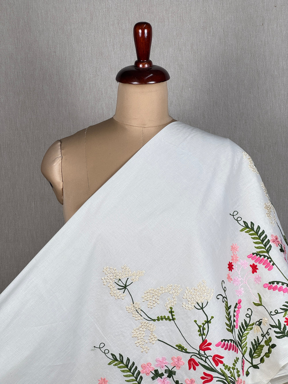 Border Embroidered Kora Cotton Fabric
