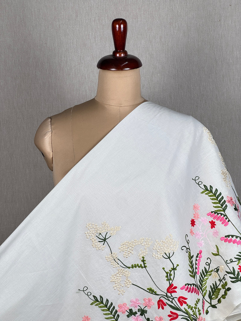 Border Embroidered Kora Cotton Fabric