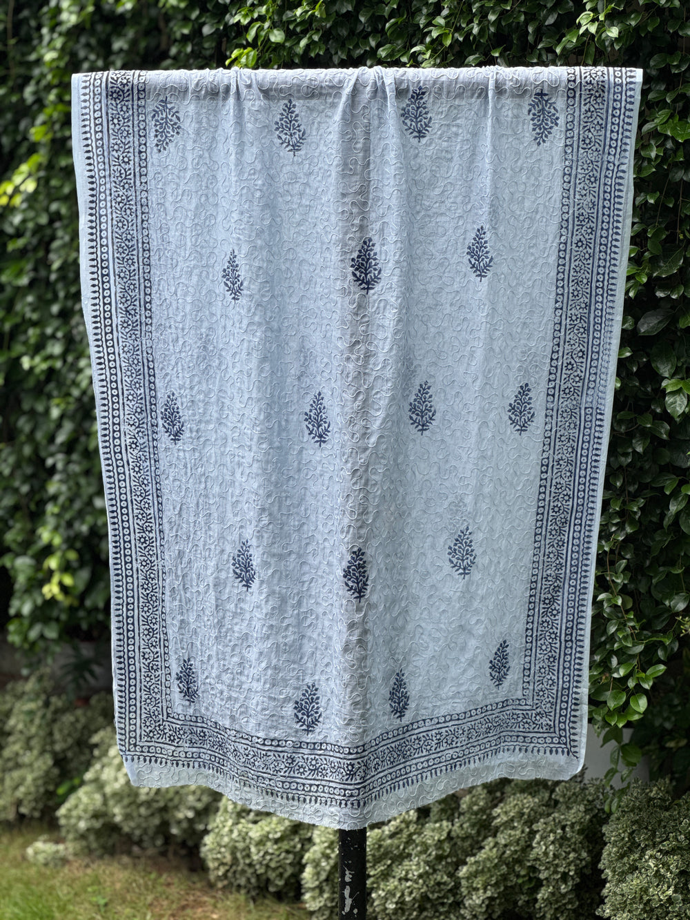 Dori Embroidered Block Printed Banarasi Chanderi Dupatta
