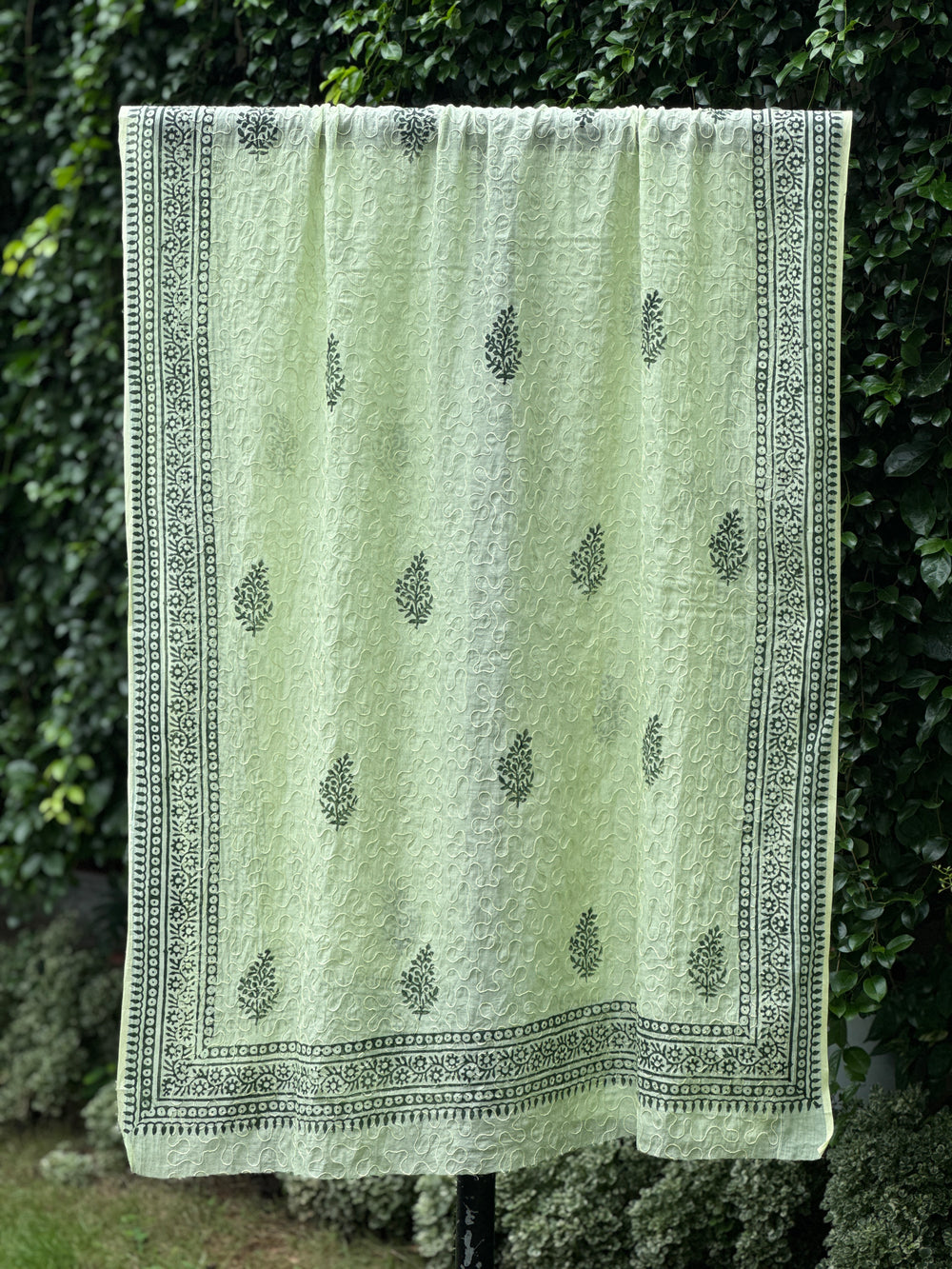 Dori Embroidered Block Printed Banarasi Chanderi Dupatta