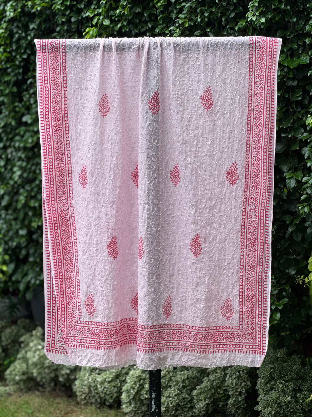 Dori Embroidered Block Printed Banarasi Chanderi Dupatta