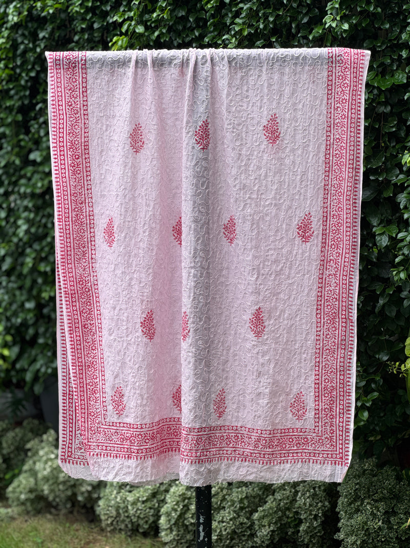 Dori Embroidered Block Printed Banarasi Chanderi Dupatta