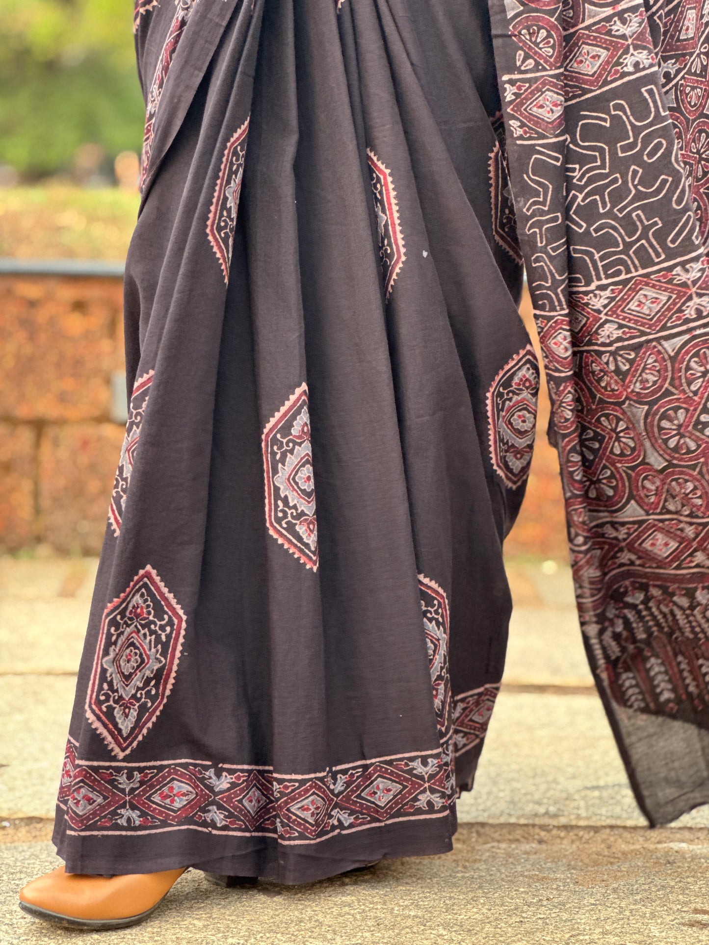 Ajrakh Printed Mul Cotton Saree