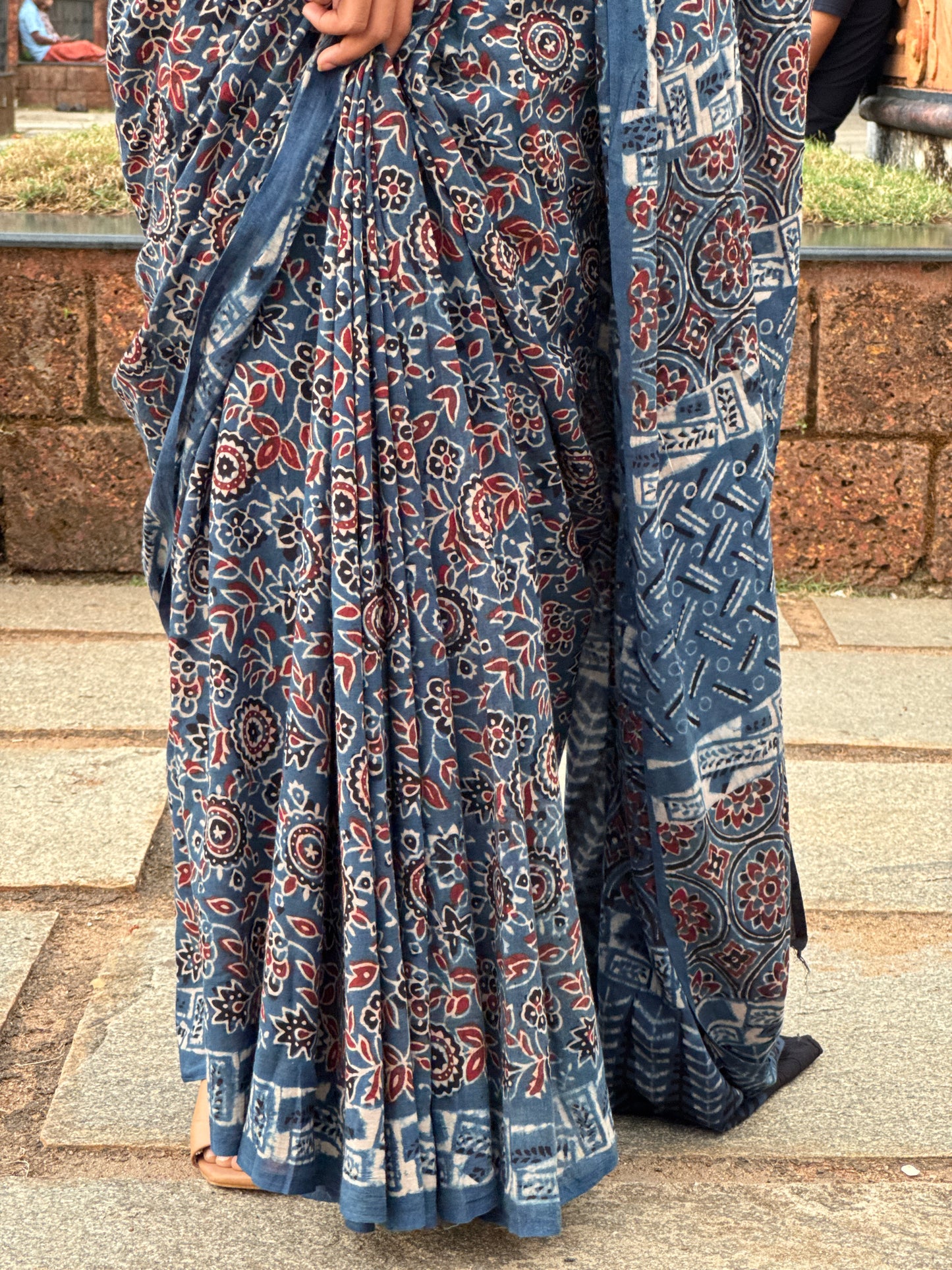 Ajrakh Printed Mul Cotton Saree