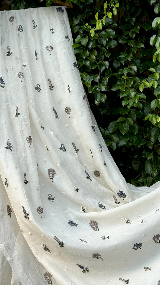 Embroidered 40 gm Banrasi Chanderi Fabric