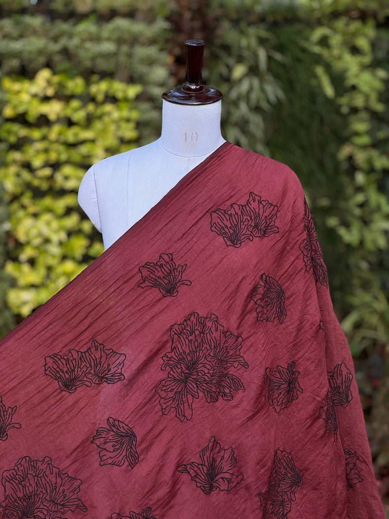 Embroidered 40 gm Banarasi Chanderi Fabric