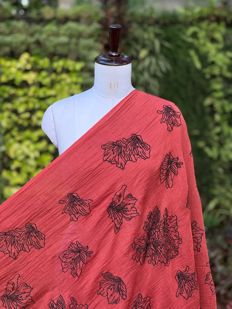Embroidered 40 gm Banarasi Chanderi Fabric