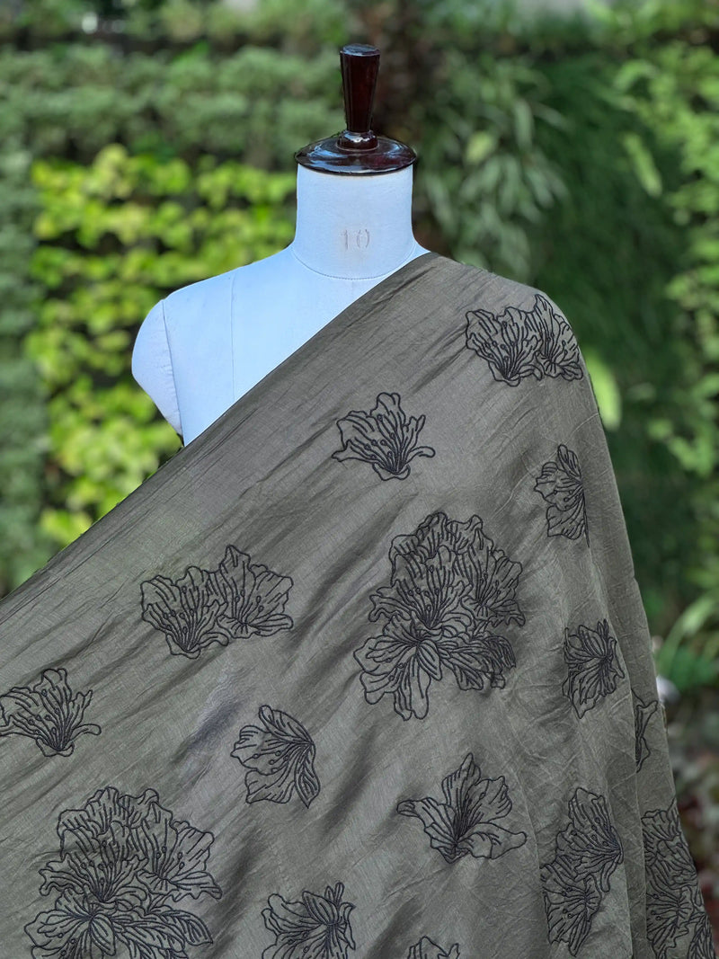 Embroidered 40 gm Banarasi Chanderi Fabric