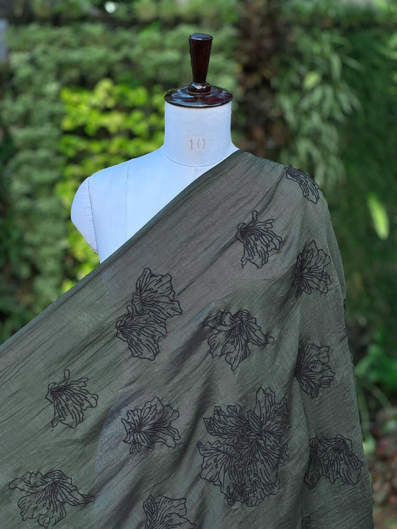 Embroidered 40 gm Banarasi Chanderi Fabric
