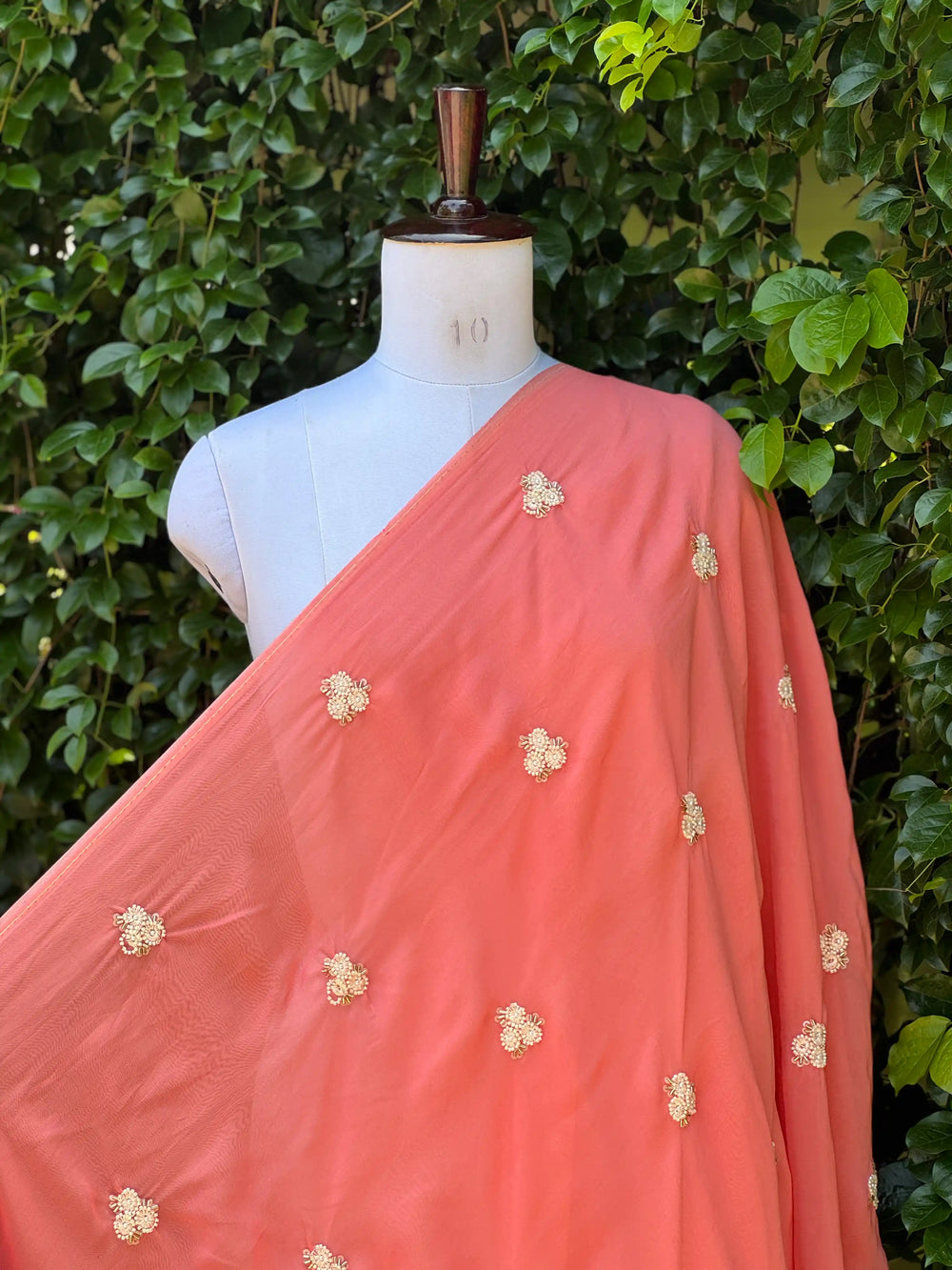 Pearl Embroidered Viscose Organza Fabric