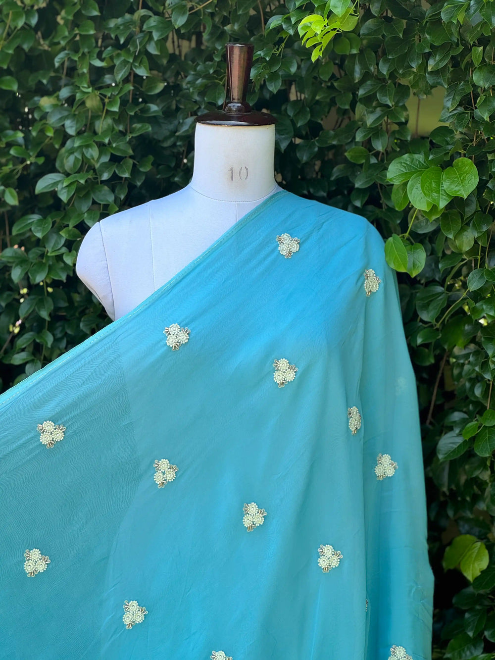 Pearl Embroidered Viscose Organza Fabric
