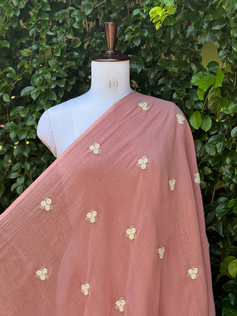 Pearl Embroidered 40gm Banarasi Chanderi Fabrics