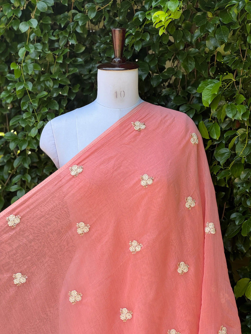Pearl Embroidered 40gm Banarasi Chanderi Fabrics