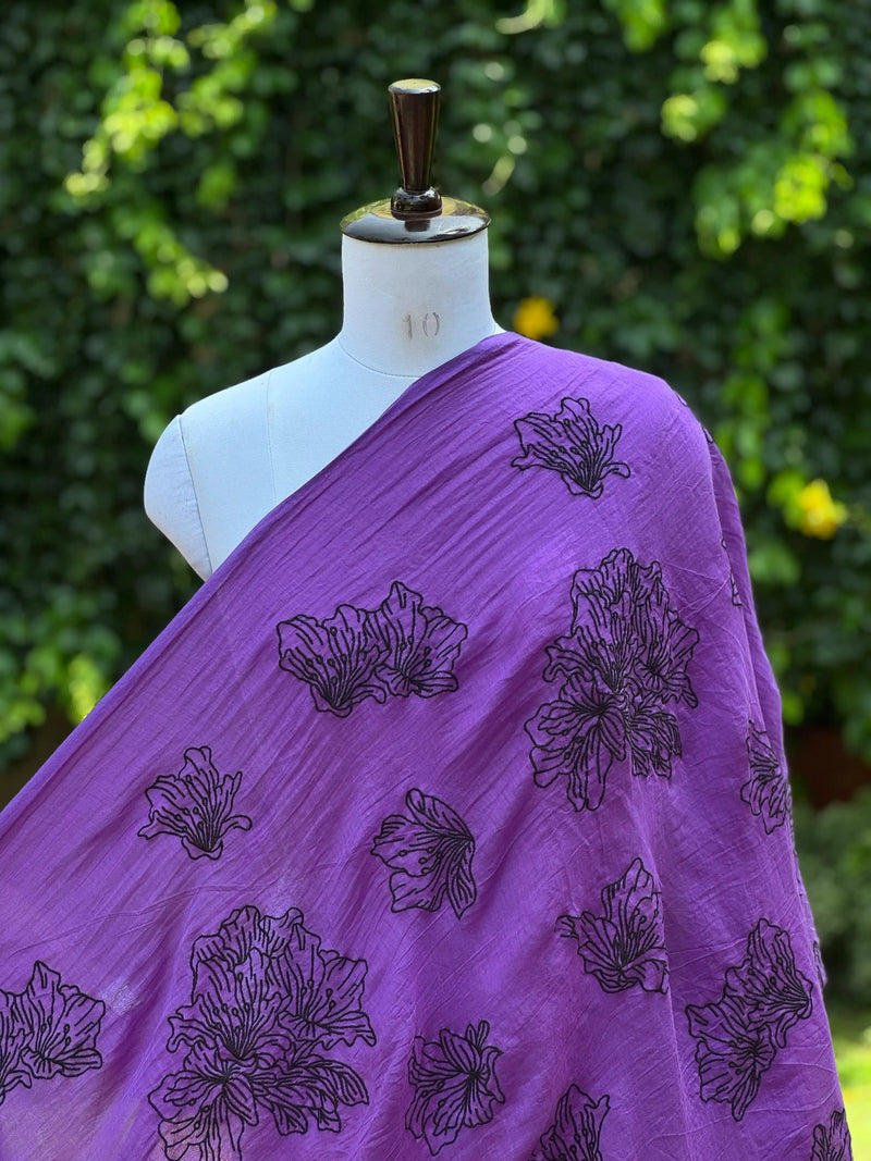 Embroidered 40 gm Banarasi Chanderi Fabric
