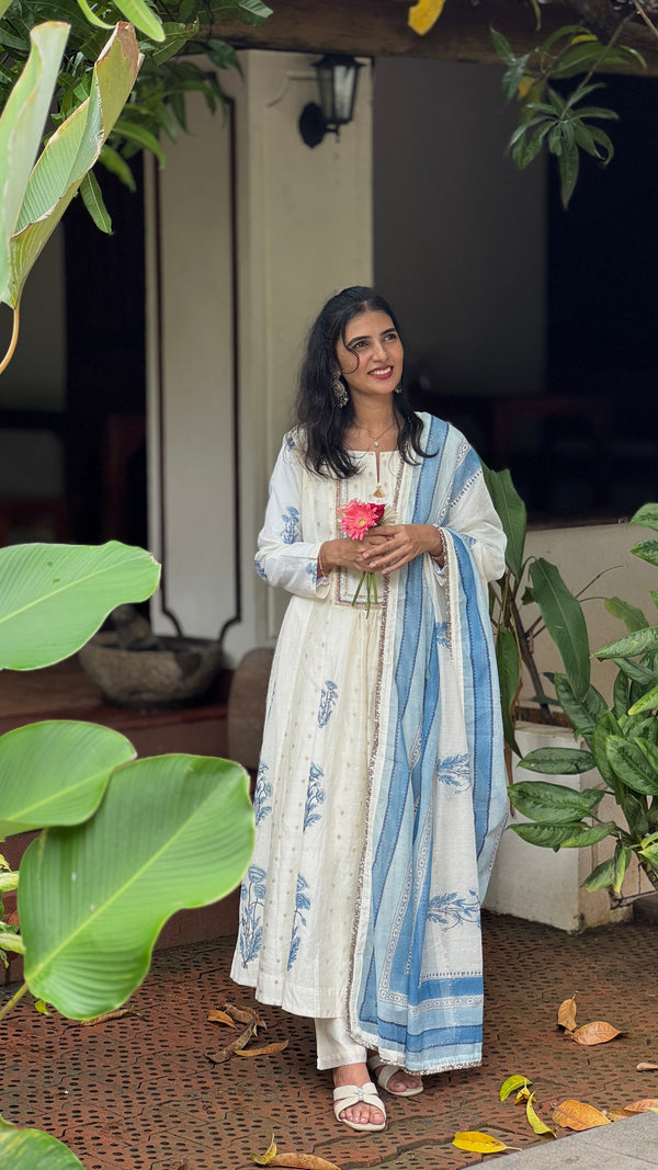 Block-Printed & Embroidered Chanderi Salwar Suits