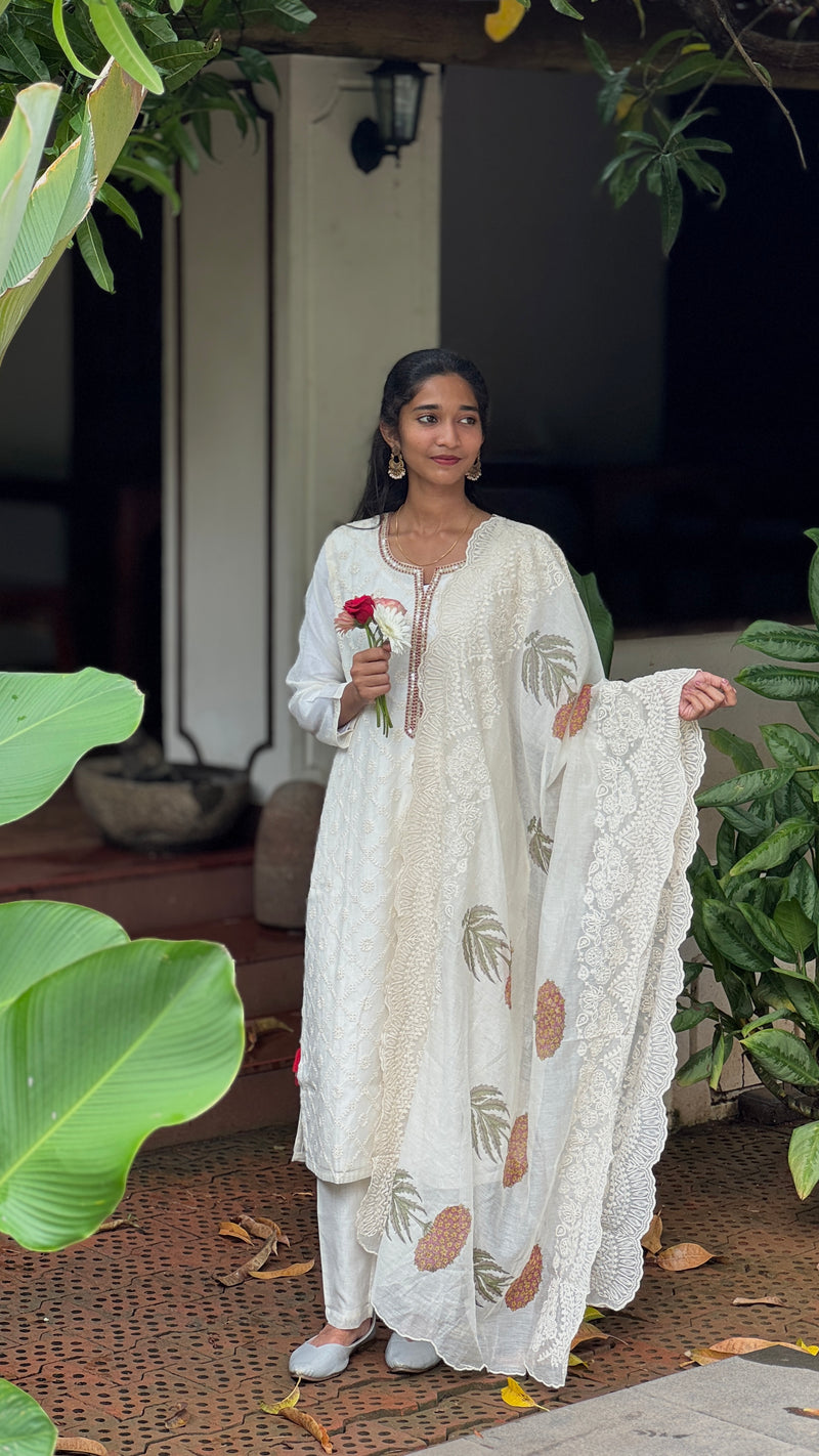 Block-Printed & Embroidered Chanderi Salwar Suits