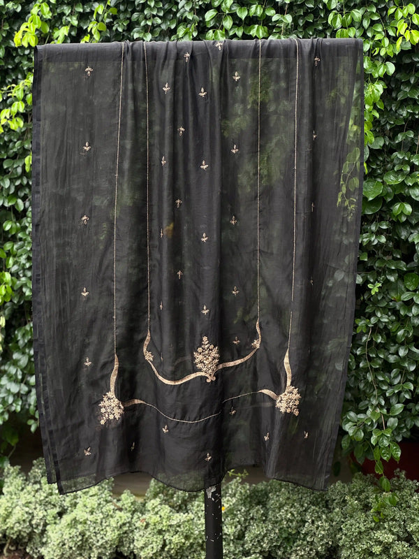 Zari Embroidered Banarasi Silk Chanderi Dupatta