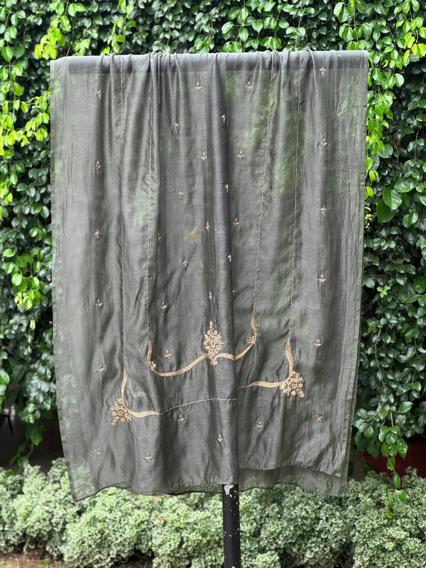 Zari Embroidered Banarasi Silk Chanderi Dupatta