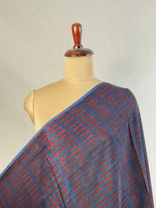 Block Printed Modal Satin Fabric