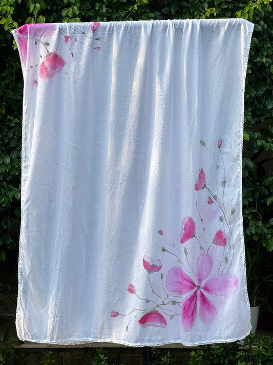 Hand Painted Mul cotton Dupatta
