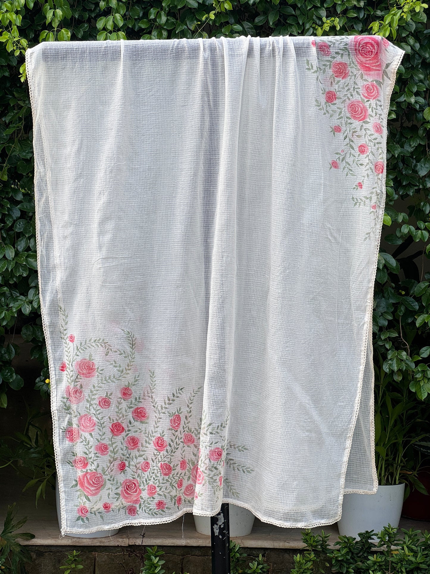 Hand Painted Kota Doria Dupatta