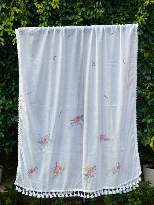 Hand Painted Mul cotton Dupatta
