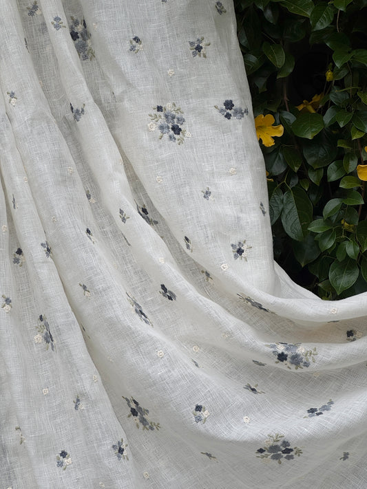 Embroidered pure linen fabric