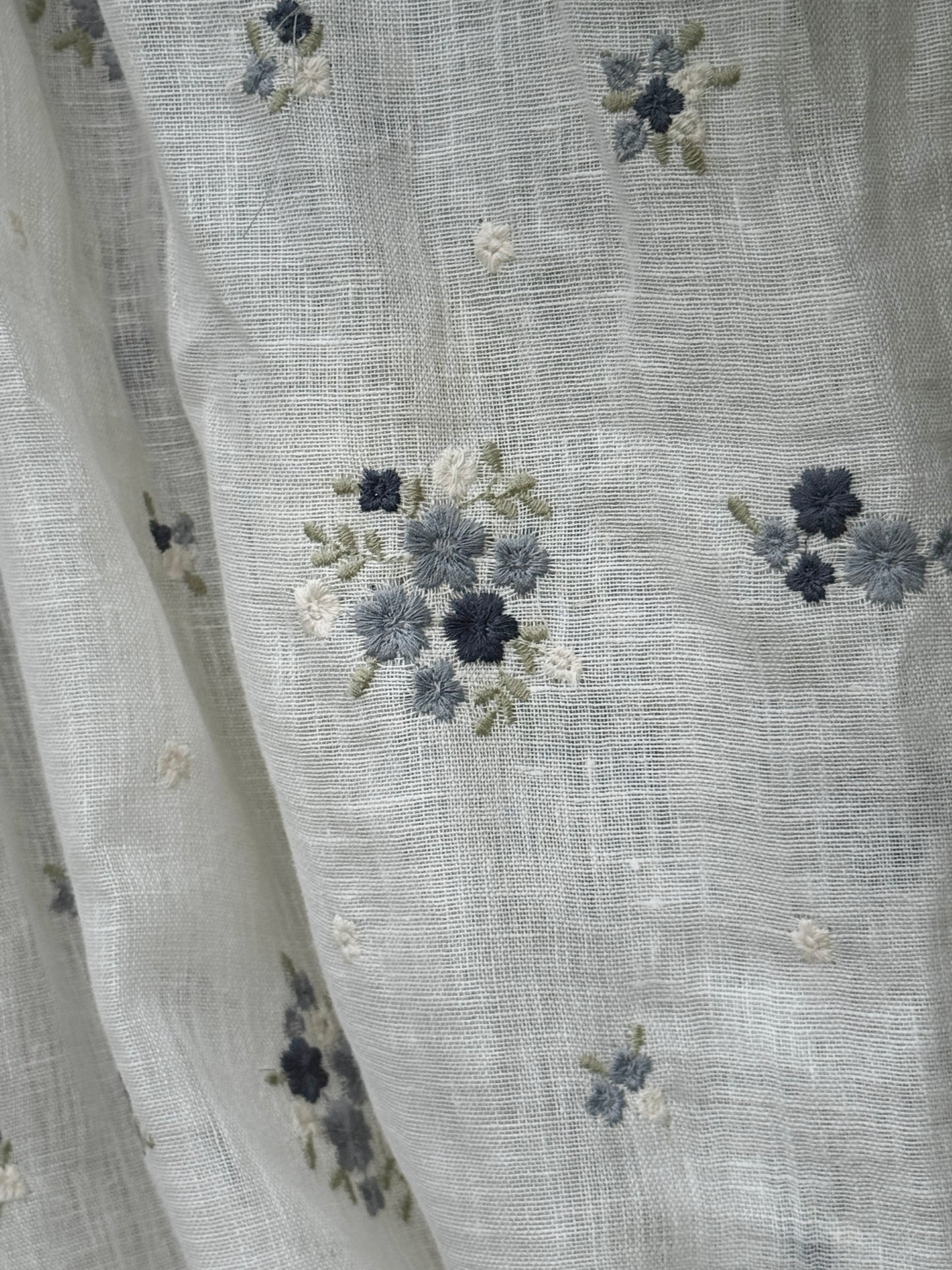 Embroidered pure linen fabric