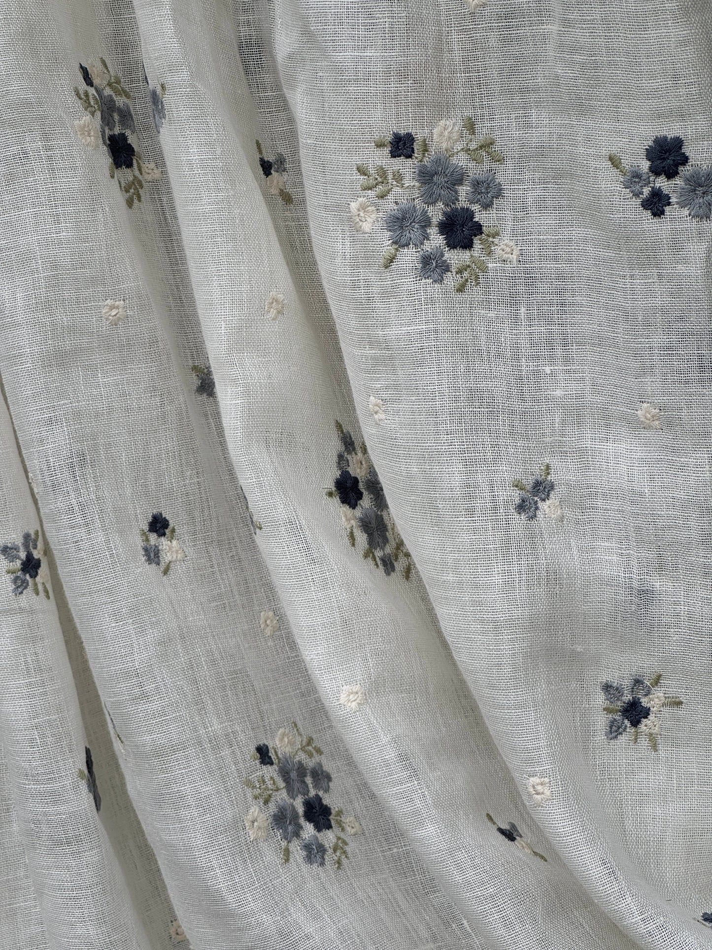 Embroidered pure linen fabric