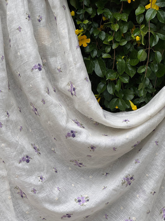 Embroidered pure linen fabric