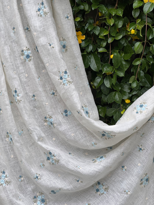 Embroidered pure linen fabric