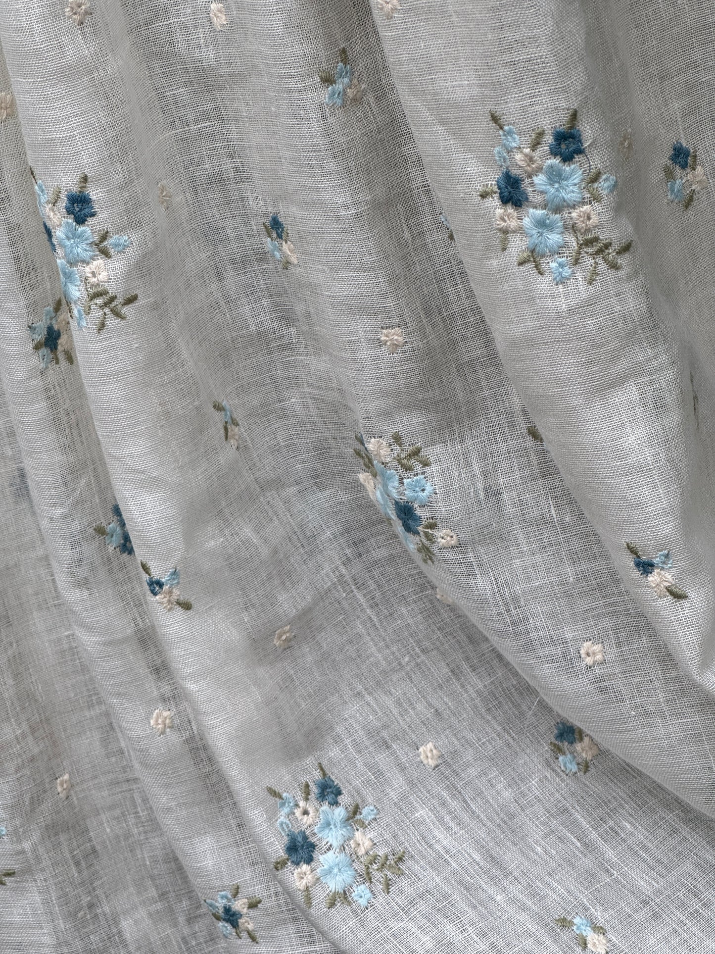 Embroidered pure linen fabric