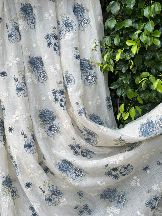 Embroidered 40 gm Banrasi Chanderi Fabric