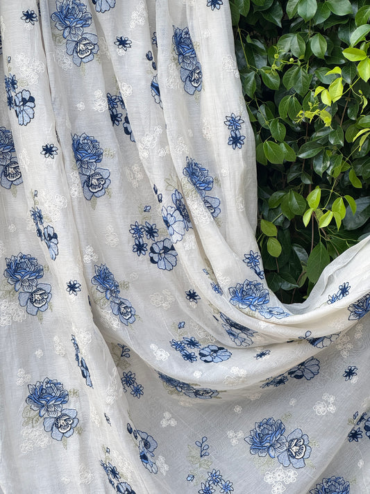 Embroidered 40 gm Banrasi Chanderi Fabric